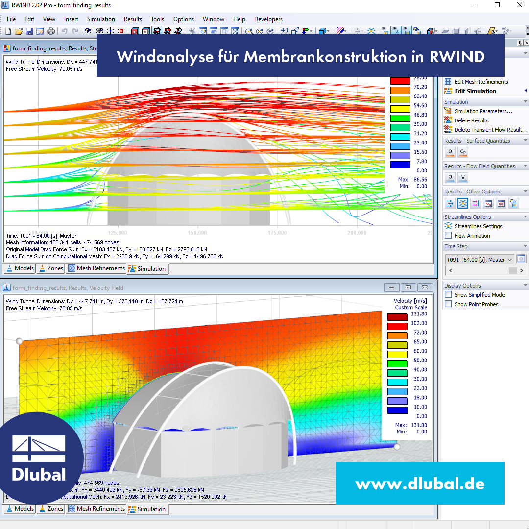 Windanalyse für Membrankonstruktion in RWIND