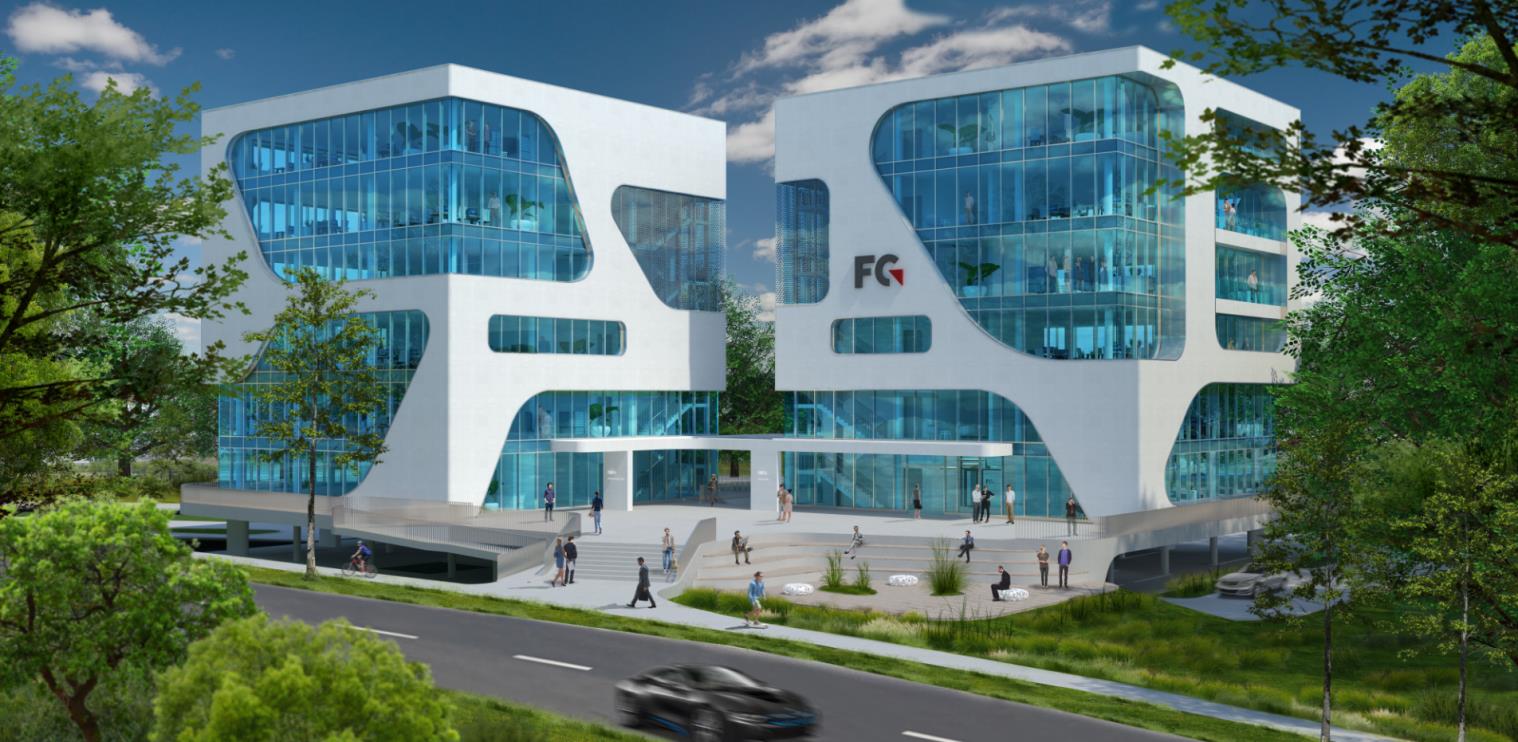 3D-Visualisierung der beiden FC-Campus-Gebäude (© 3deluxe)