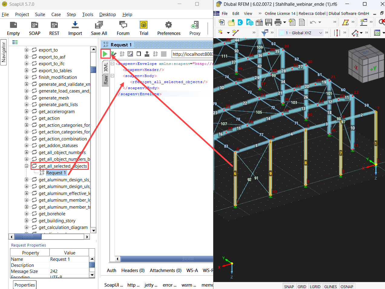 get_all_selected_objects – SoapUI-Anfrage