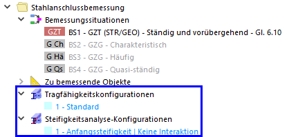 Standardkonfigurationen für Stahlanschlussbemessung - GZT und Steifigkeitsanalyse