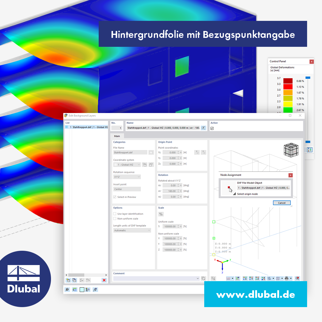 Hintergrundfolie mit Bezugspunktangabe