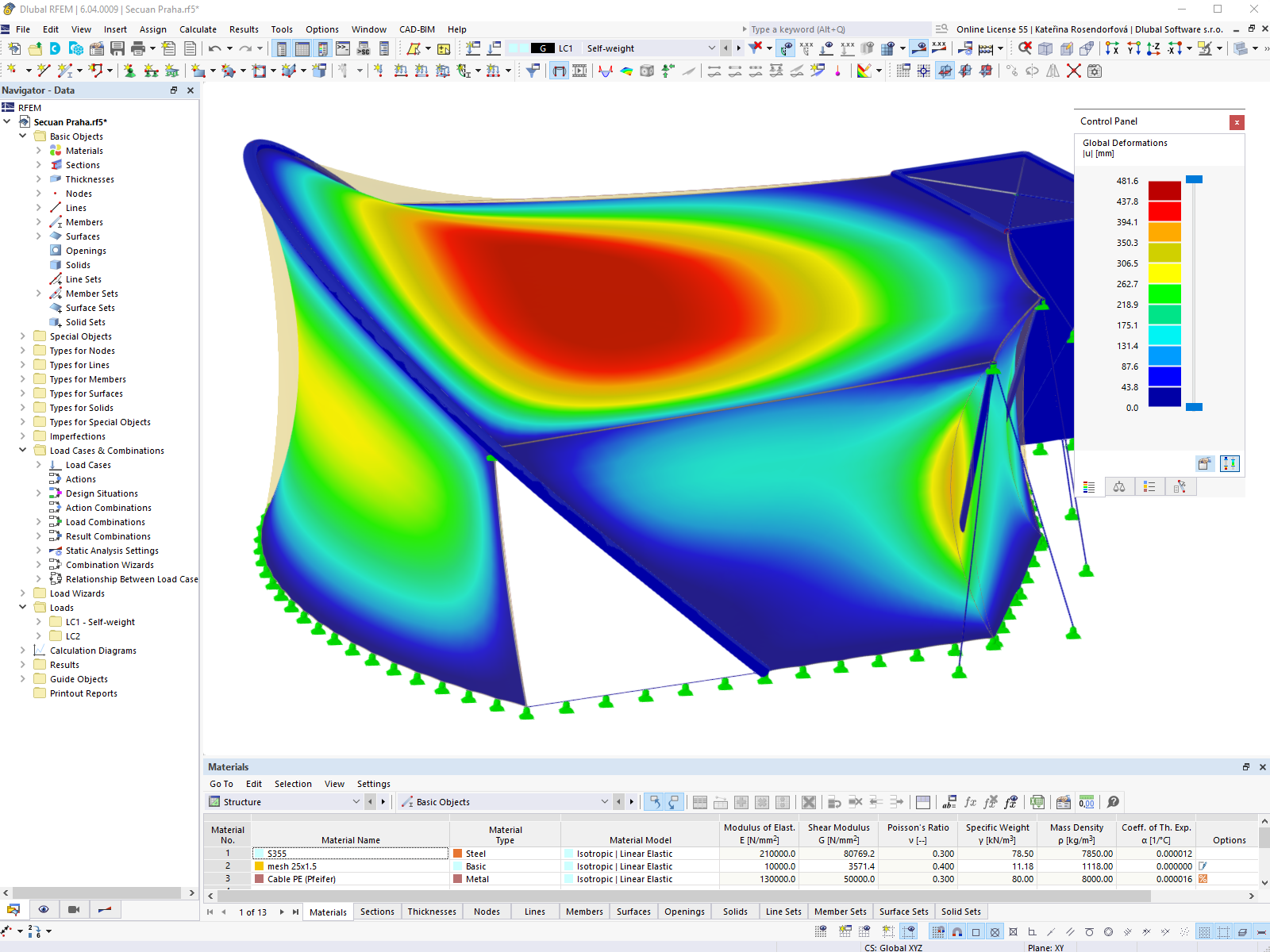 Verformungen in RFEM | © Carl Stahl & spol. s r.o.