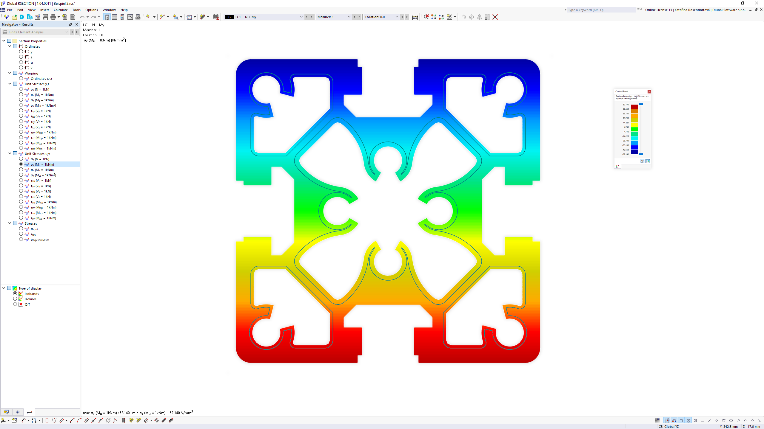 Ermittlung der Querschnittswerte und Spannungsanalyse in RSECTION 1