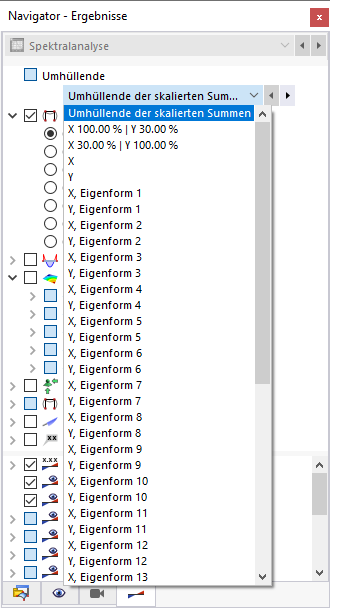 Ergebnisse für jede Eigenform und Richtung verfügbar