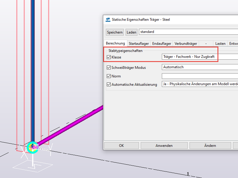 Definition Stabtyp in Tekla