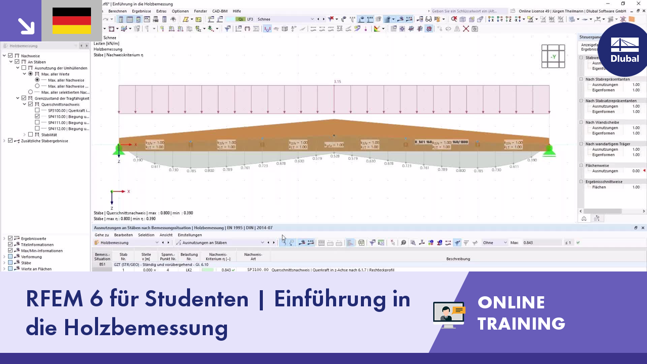 RFEM 6 für Studenten | Einführung in die Holzbemessung