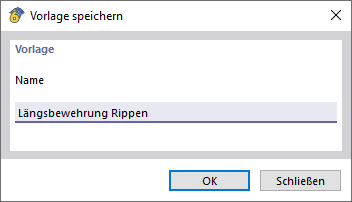 Vorlage unter einem Namen speichern