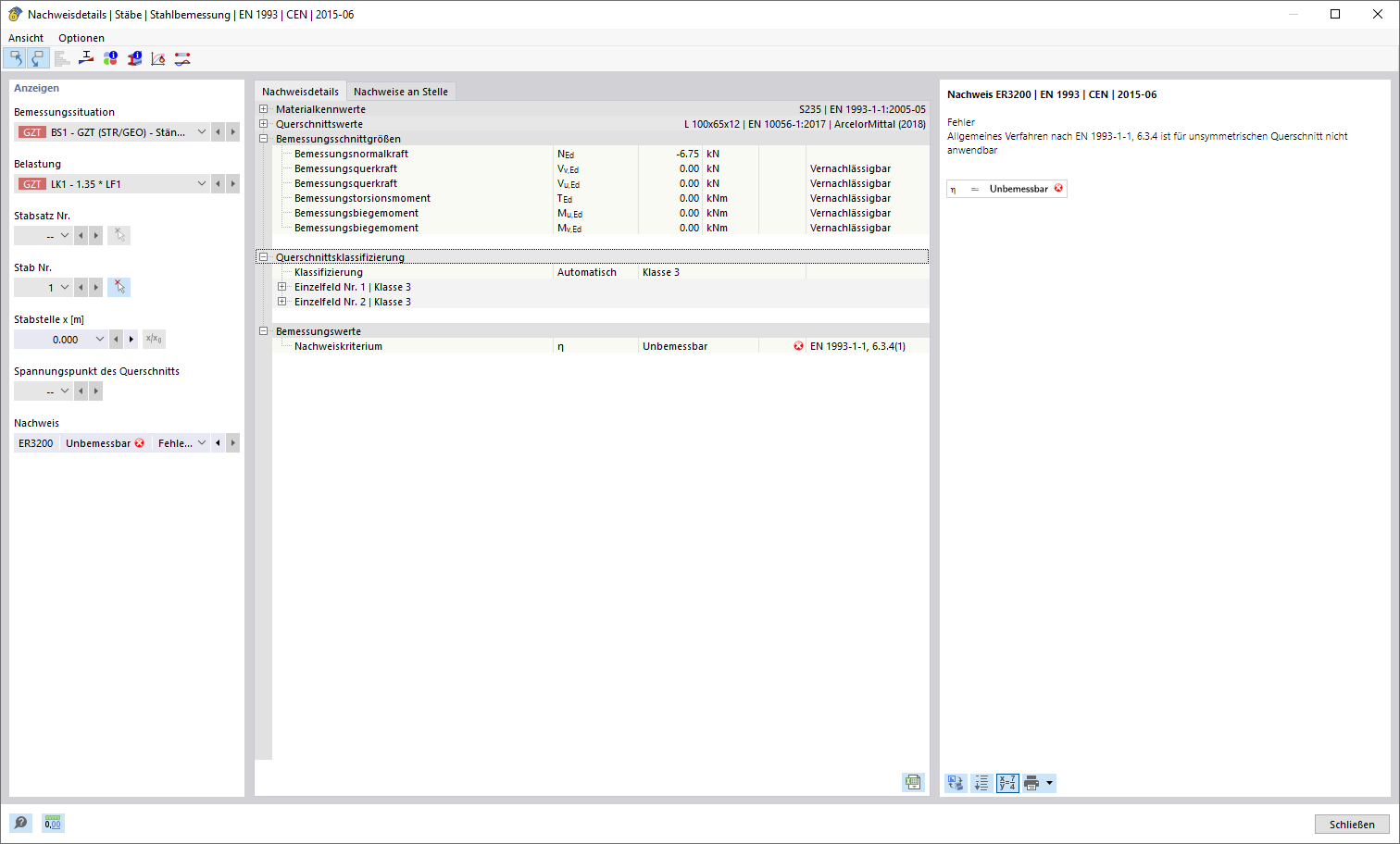 Nachweisdetails Stahlbemessung EN 1993-1-1