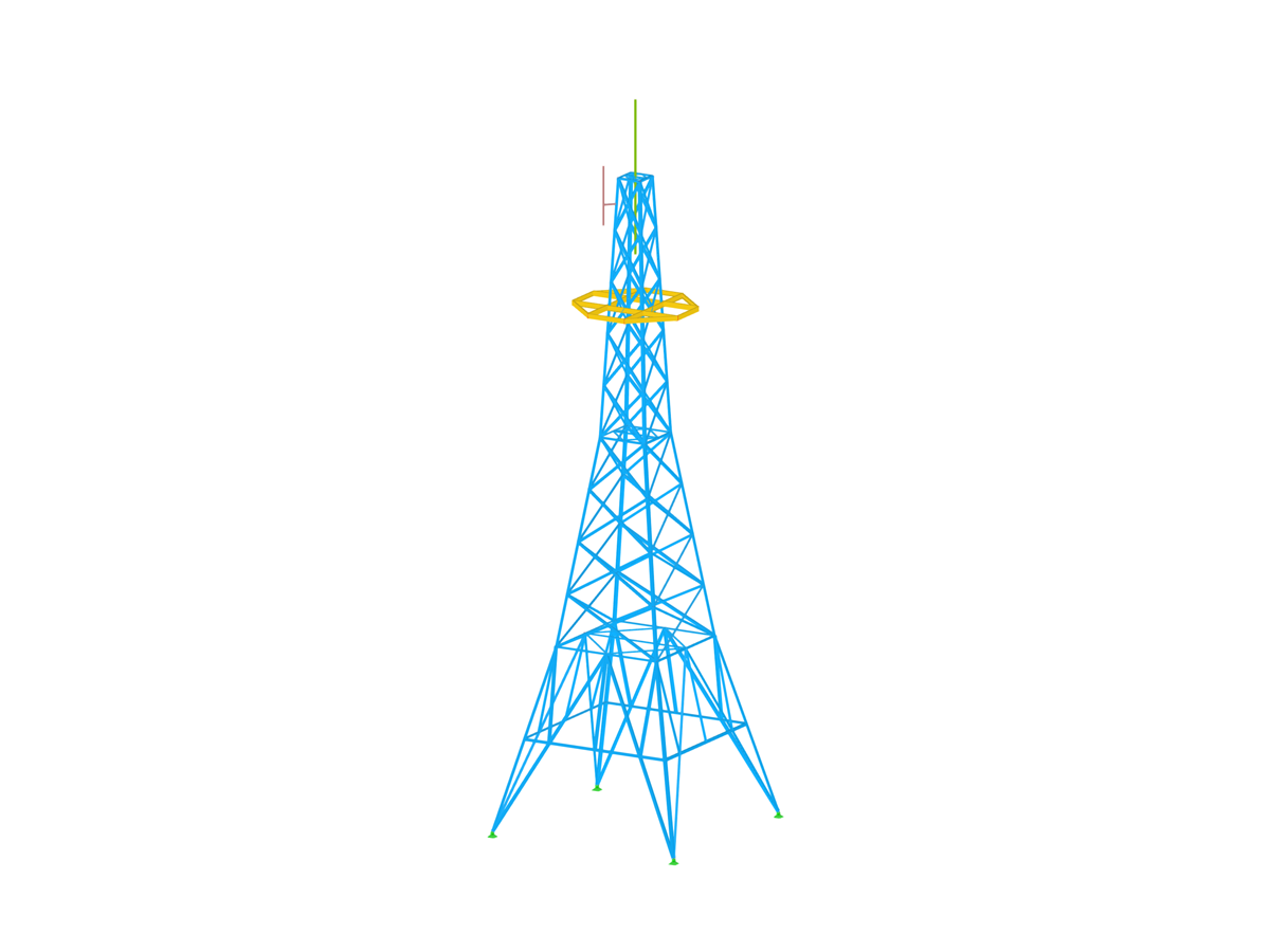 Stahlmast mit dem Bühne, Aufsatzrohr und Antennenträger.