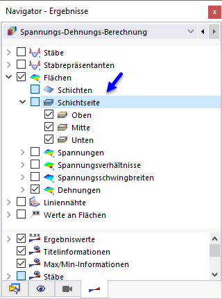 Schichtseite im Navigator auswählen