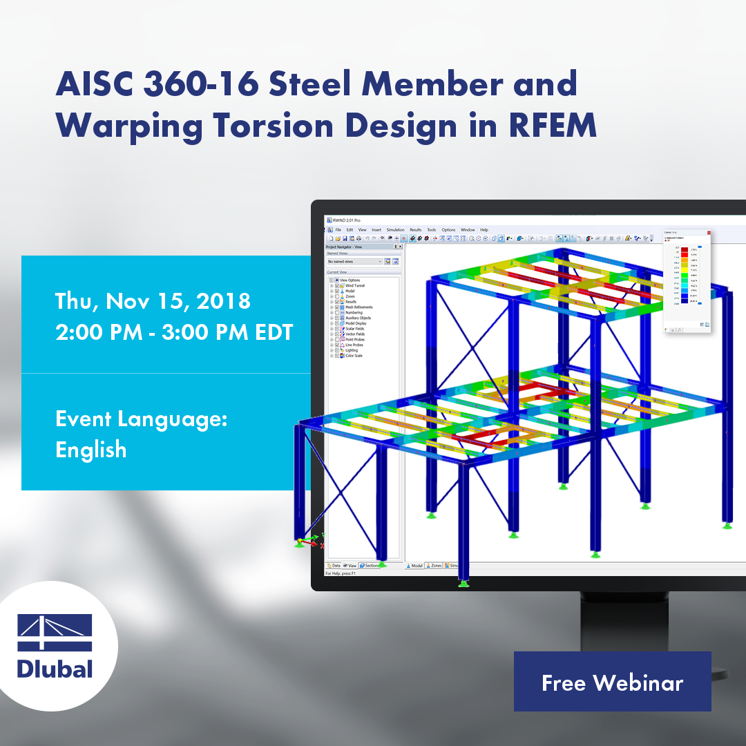 Bemessung von Stahlstäben und Wölbkrafttorsion nach AISC 360-16 in RFEM