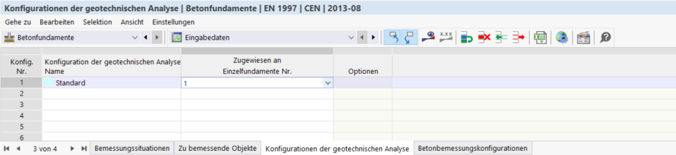 Geotechnische Konfiguration über Tabelle zuweisen