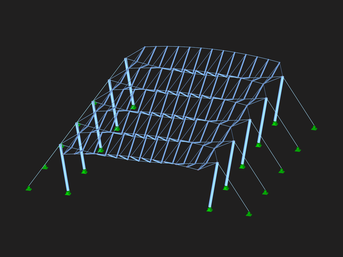 Räumliches Parallelsystem mit Stabilisierung durch gegenwirkendes Seil