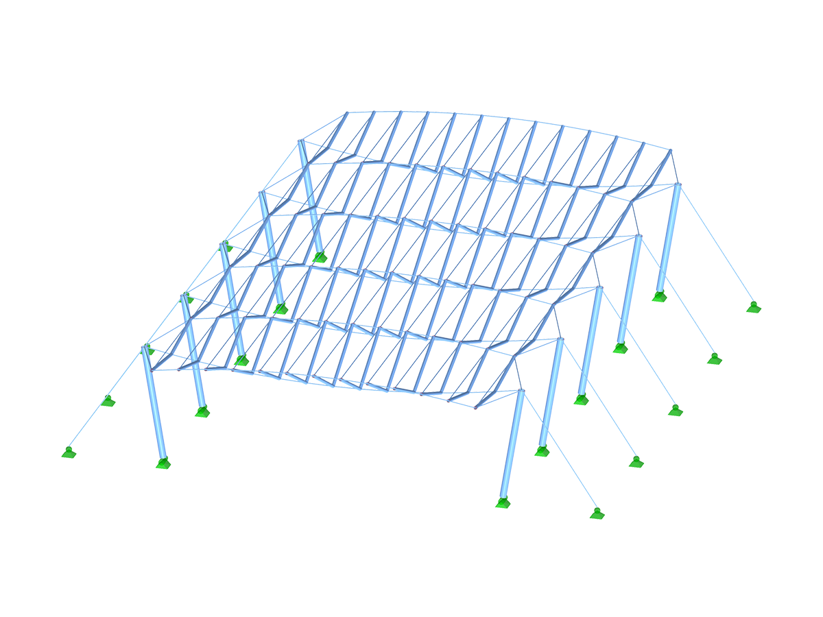 Räumliches Parallelsystem mit Stabilisierung durch gegenwirkendes Seil