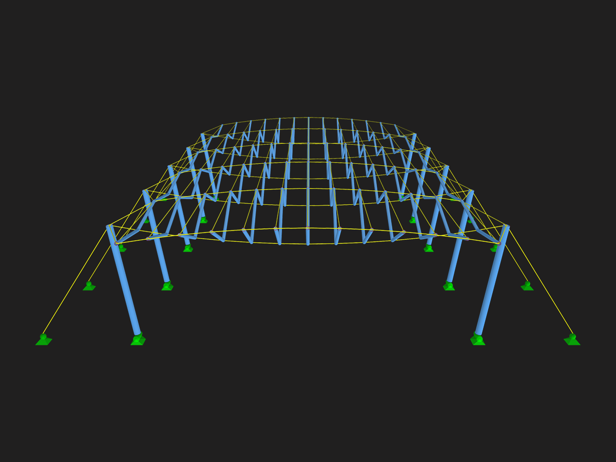 Räumliches Parallelsystem mit Stabilisierung durch gegenwirkendes Seil