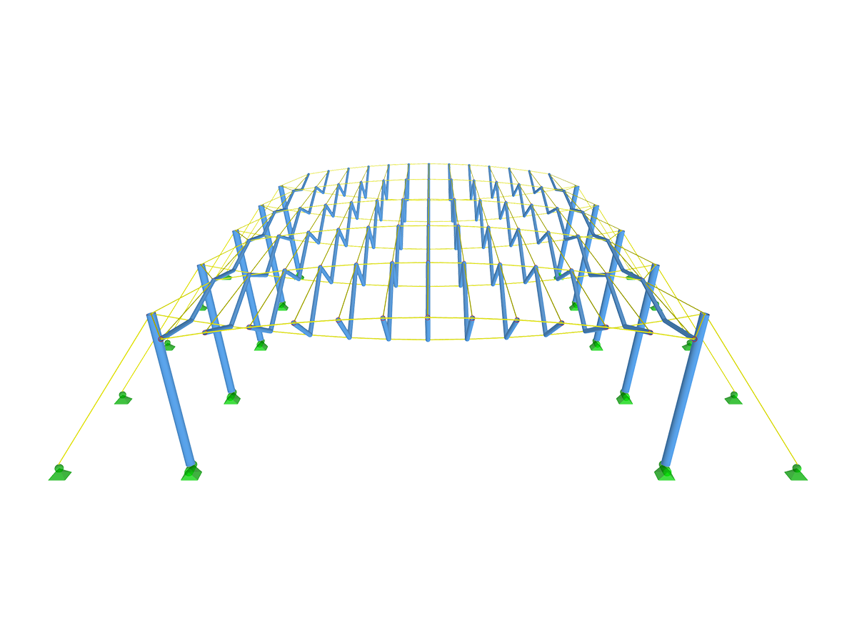 Räumliches Parallelsystem mit Stabilisierung durch gegenwirkendes Seil