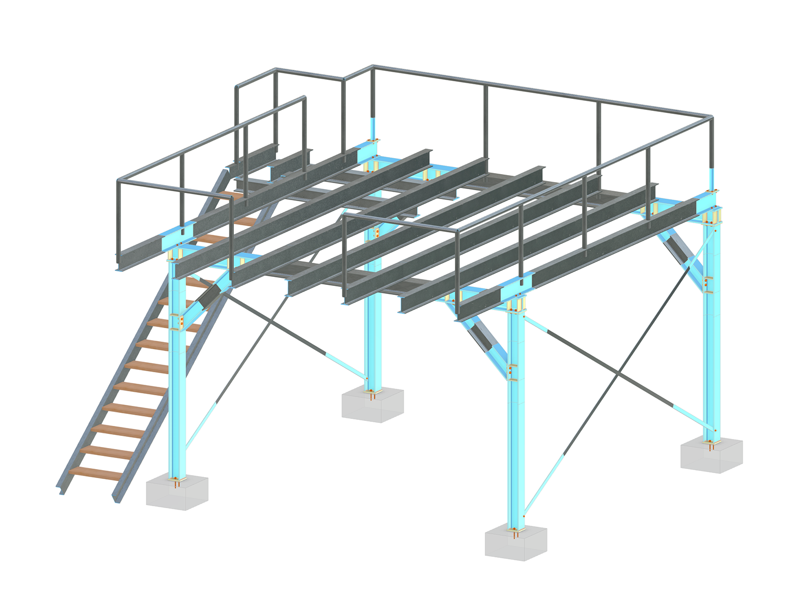 Modell 004972 | Bühnenkonstruktion mit verschiedenen Stahlverbindungen
