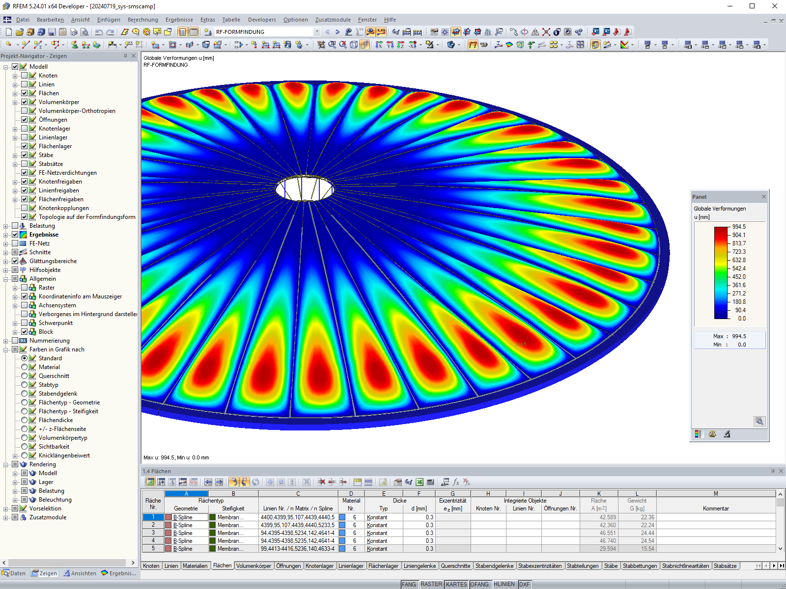 RFEM-Modell nach Formfindung