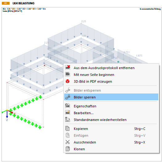 Grafik über Kontextmenü sperren