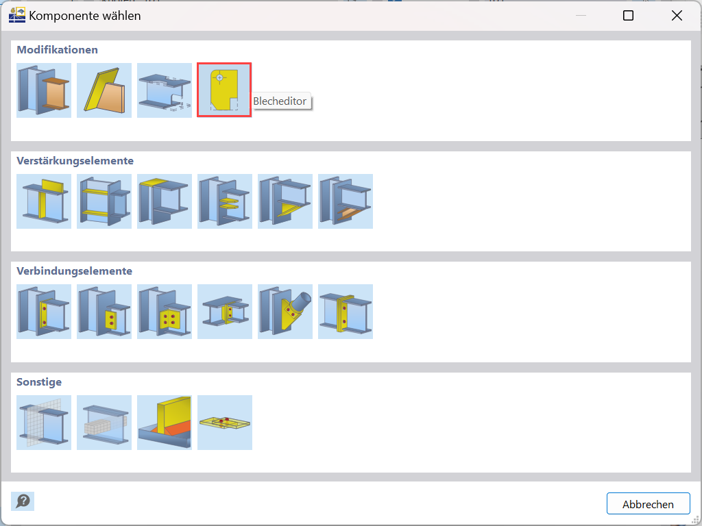 Hinzufügen einer Komponente "Platteeditor".