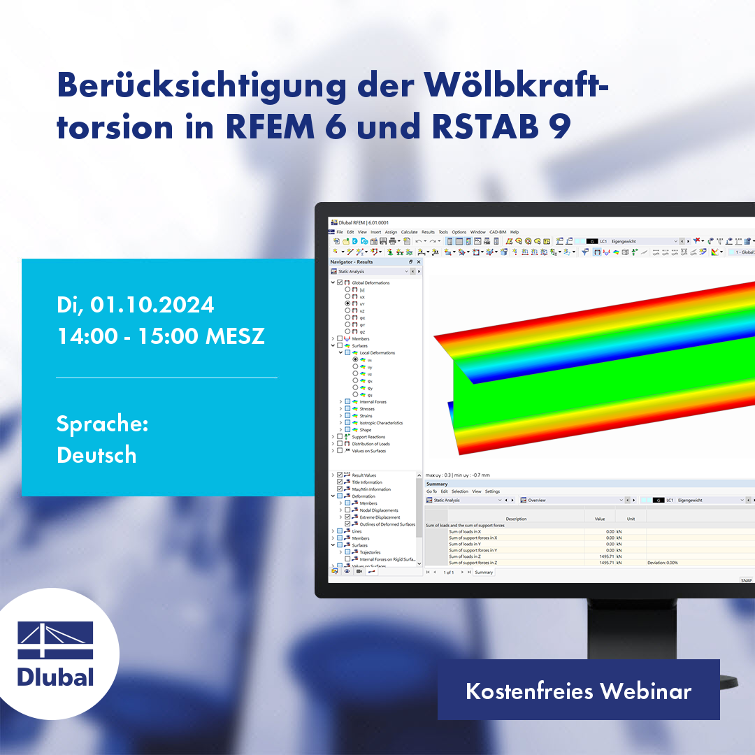 Berücksichtigung der Wölbkraft- \n torsion in RFEM 6 und RSTAB 9