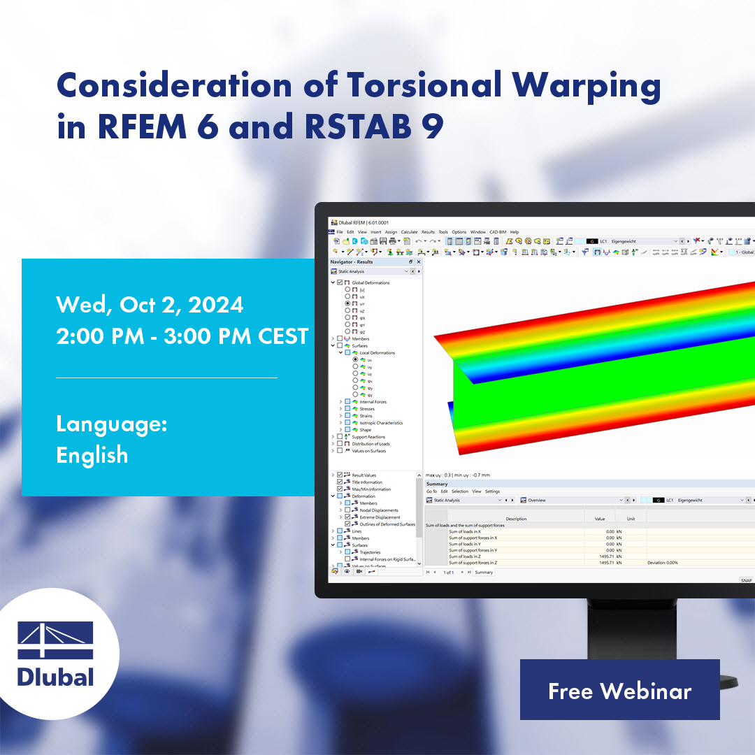 Berücksichtigung von Wölbkrafttorsion in RFEM 6 und RSTAB 9