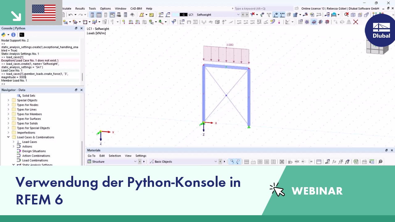 VG 005034 | WEBINAR | Verwendung der Python-Konsole in RFEM 6