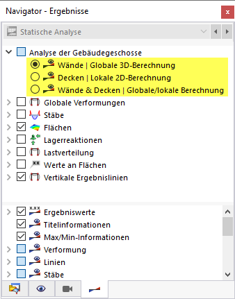 Analysetypen für Ergebnisse im Navigator