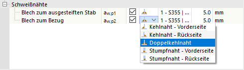 Schweißnähte definieren