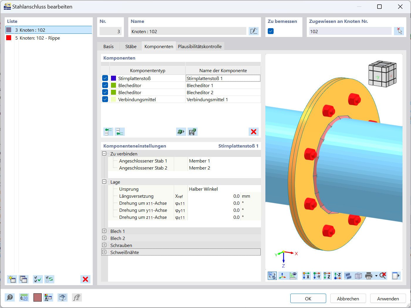 Modellierung des Ringflansches