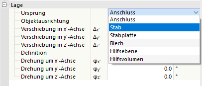 Lage des Hilfsvolumens über Ursprung und Ausrichtung definieren