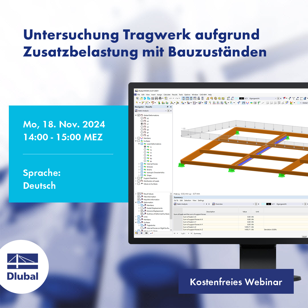 Untersuchung Tragwerk aufgrund Zusatzbelastung mit Bauzuständen