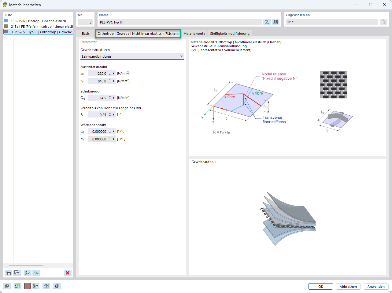 Feature 002905 | RVE-Materialmodell für gewebte Werkstoffe