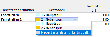 Neues Lastmodell über Listenoption erzeugen