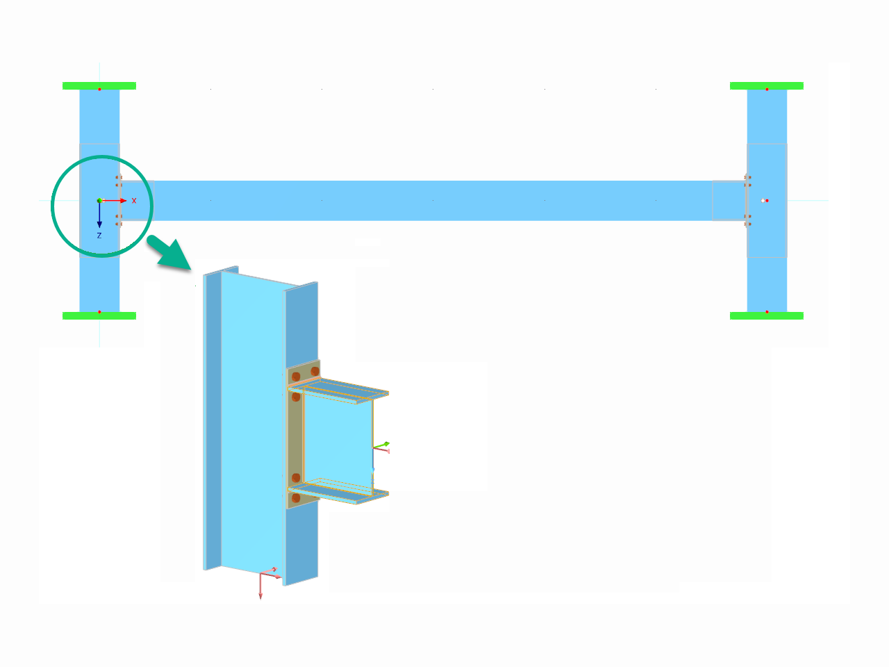 Statische Analyse einer Stirnplattenverbindung mit Dlubal-Software