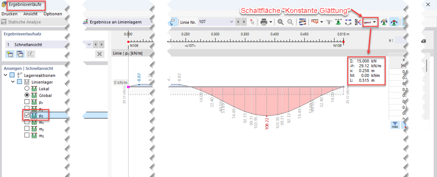 FAQ 005629 | Wie kann man die Lagerreaktionen an Linienlagern von Flächen analysieren?
Sind Ergebnisschnitte dabei hilfreich?