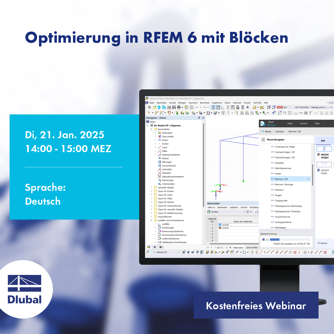 Optimierung in RFEM 6 mit Blöcken