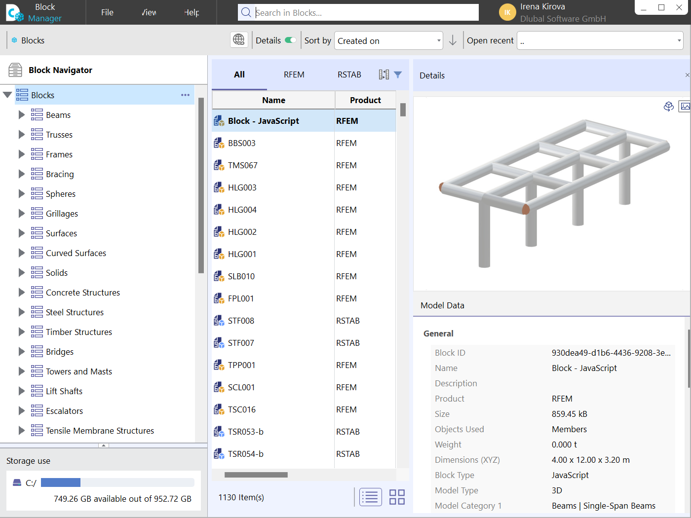 Blockeinfügungswerkzeug-Demonstration in CAD-Engineering-Software.