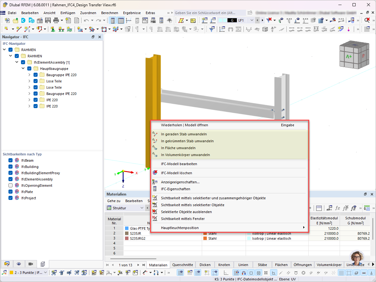 RFEM6 IFC Objekte umwandeln