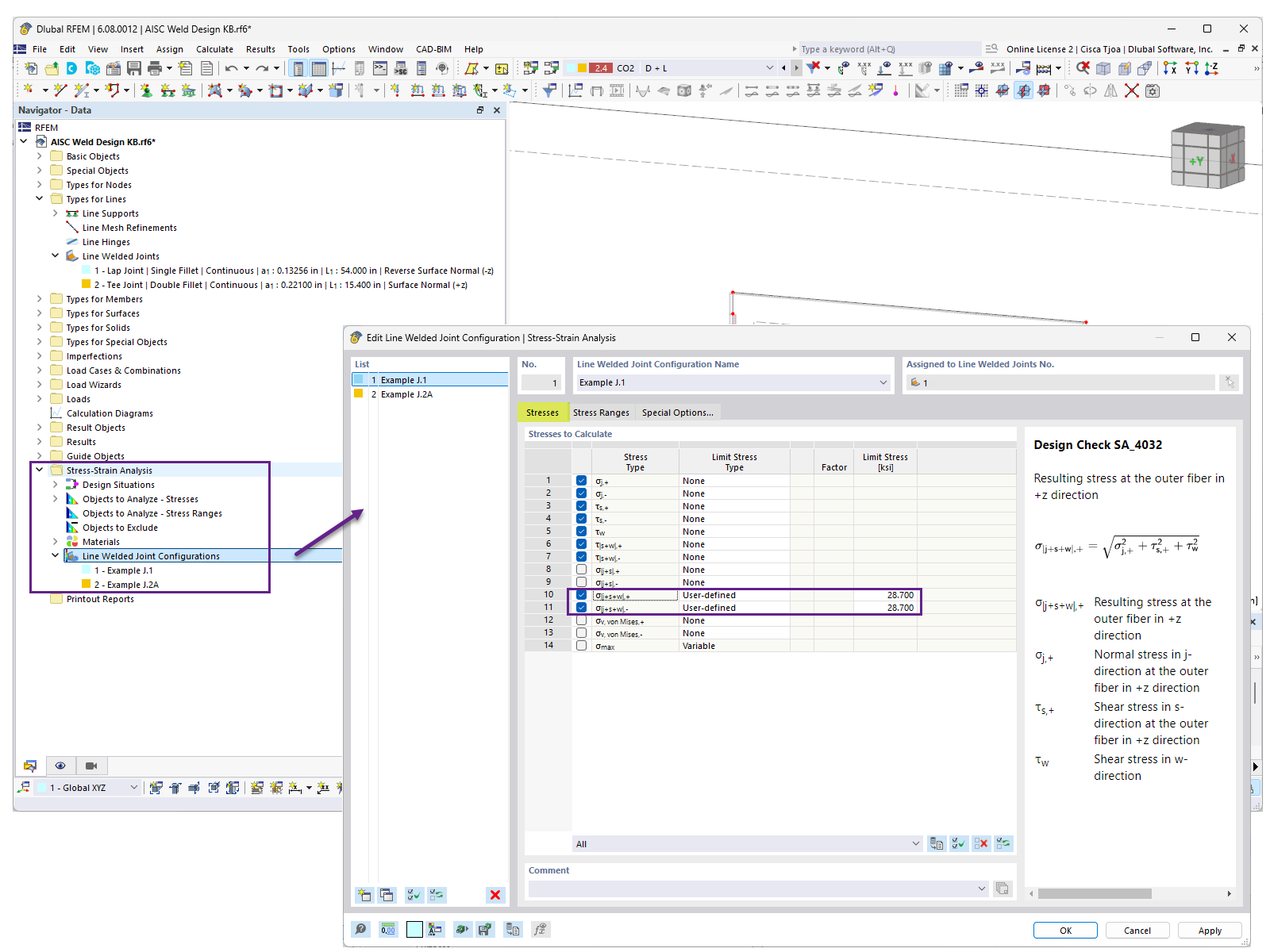 KB 001925 | AISC Kehlnahtbemessung in RFEM 6