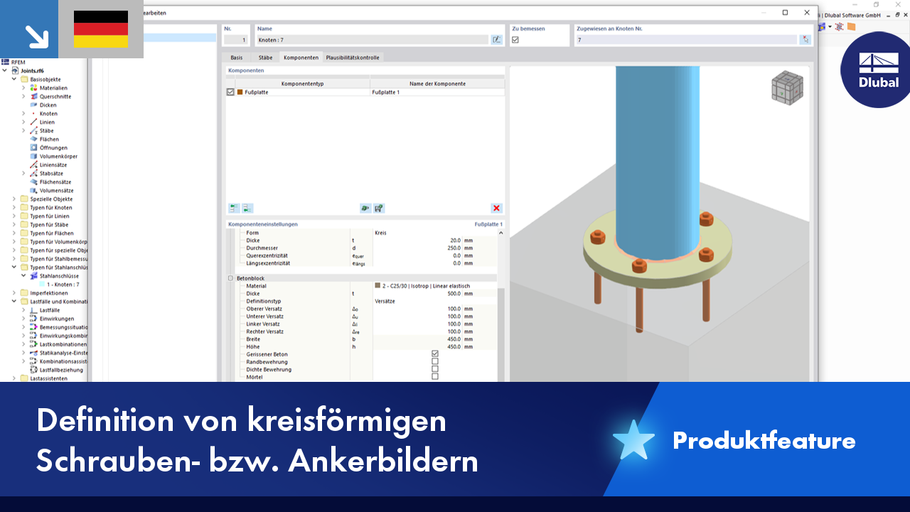 Kreisförmige Anordnung von Schrauben mit RFEM-Add-on 'Stahlverbindungen'