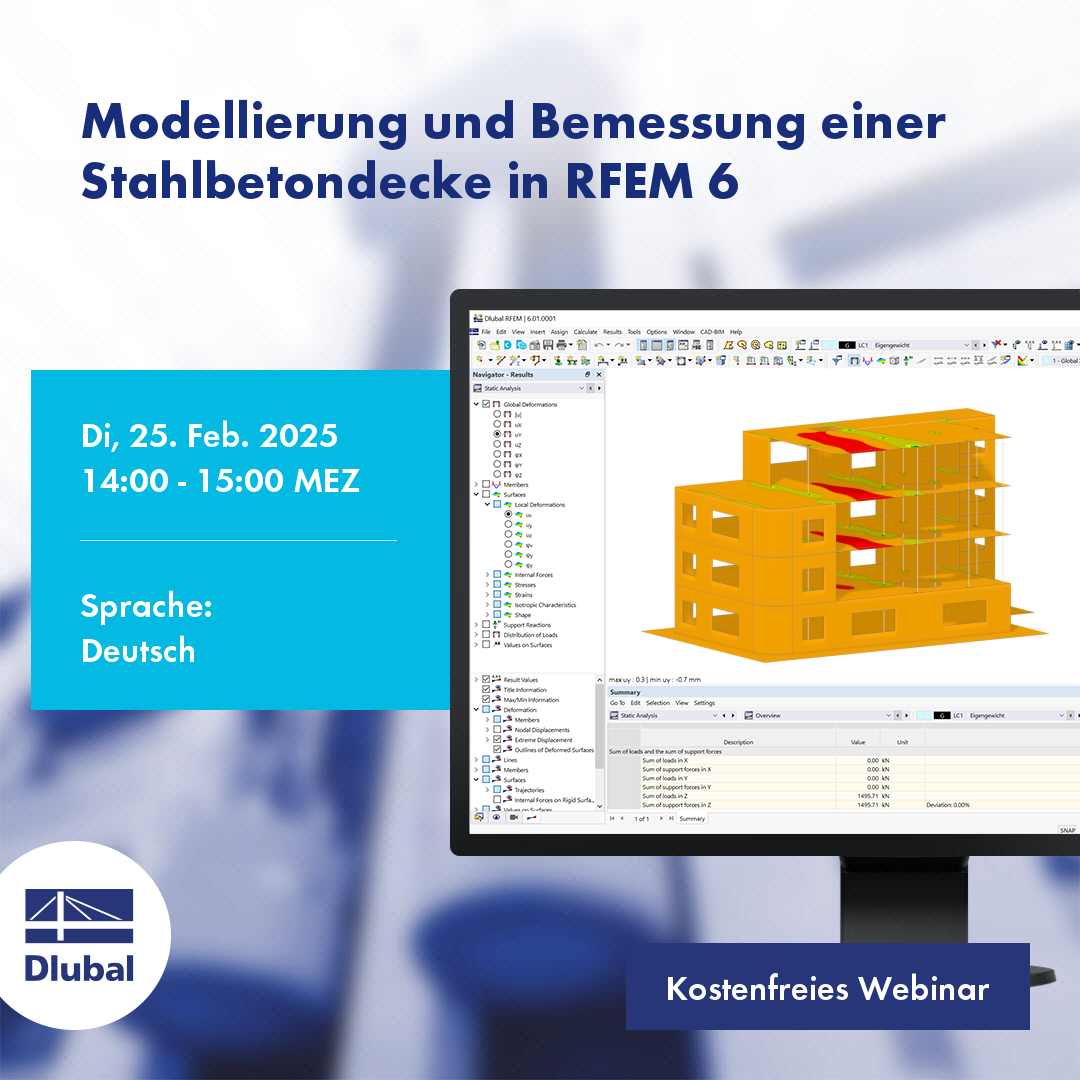 Webinar zur Stahlbetondeckenmodellierung in RFEM 6 am 25. Februar 2025