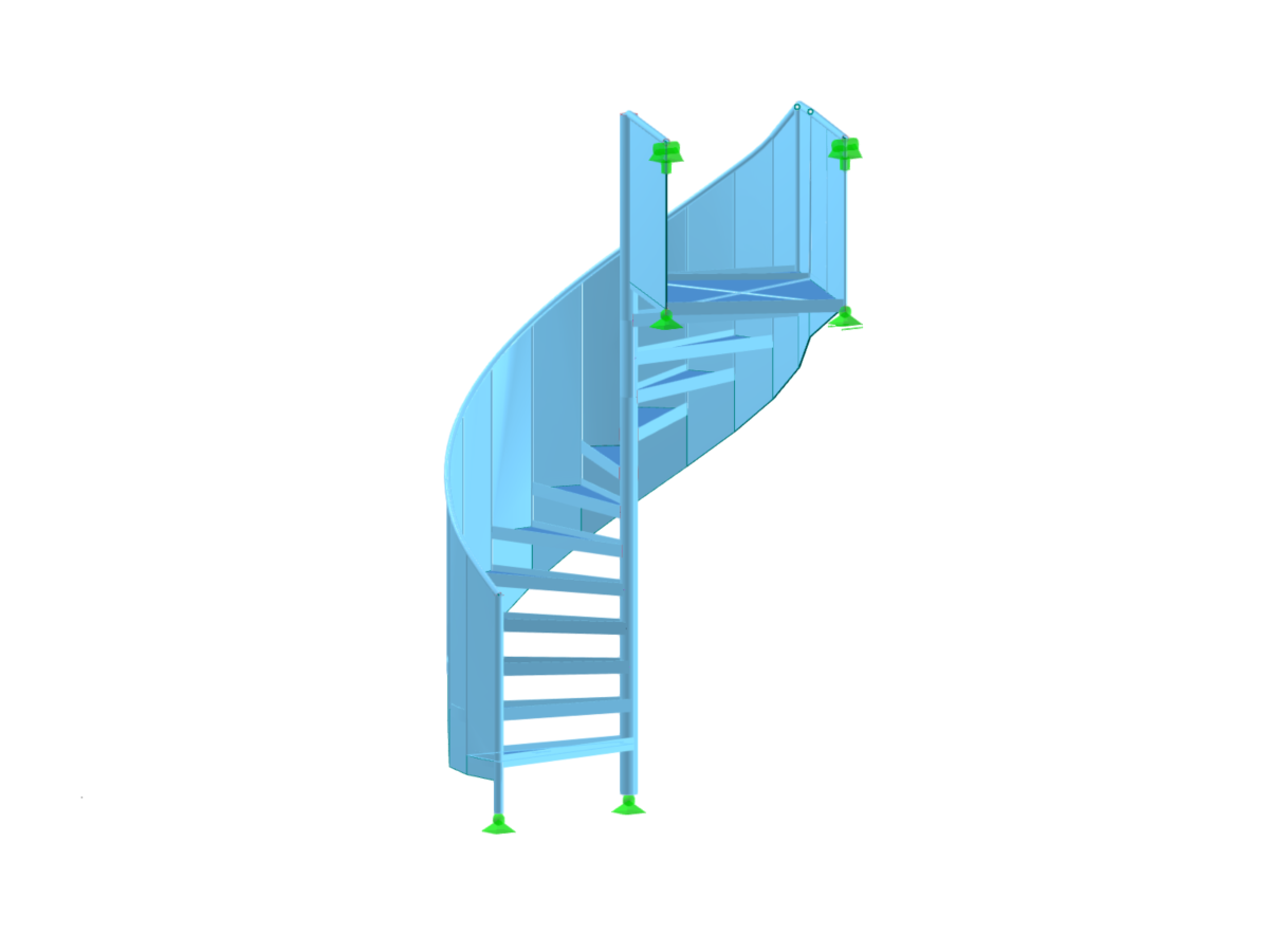 Modell 005508 | Wendeltreppe aus Stahl in RFEM 6