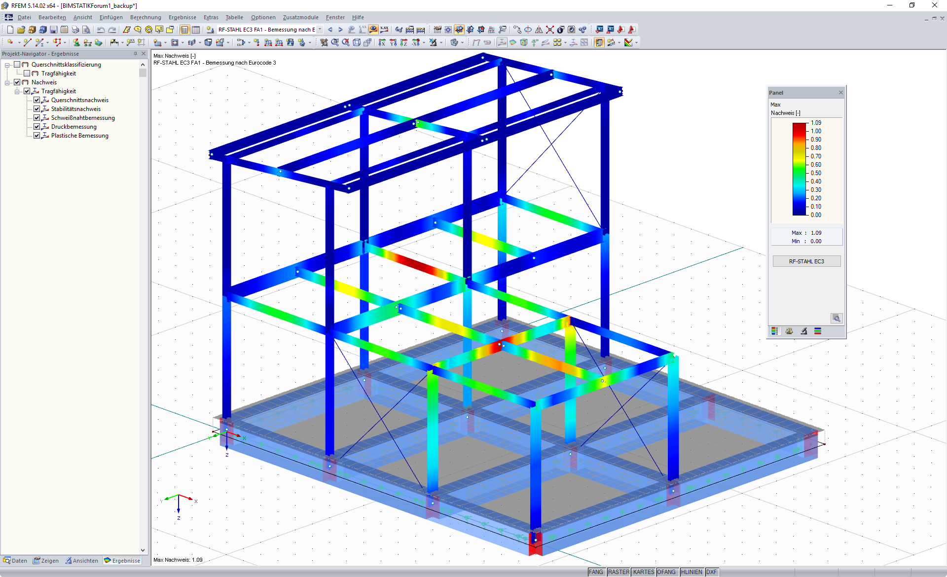 Display of Max. Design of RF-STEEL EC3 Add-on Module in RFEM