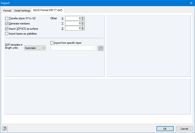 Detailed Settings for DXF Import