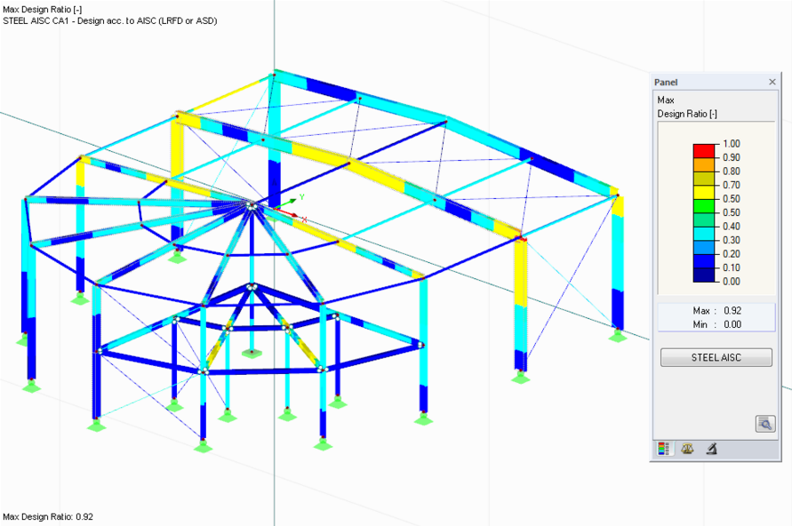 Design Results of RF-/STEEL AISC in 3D Rendering