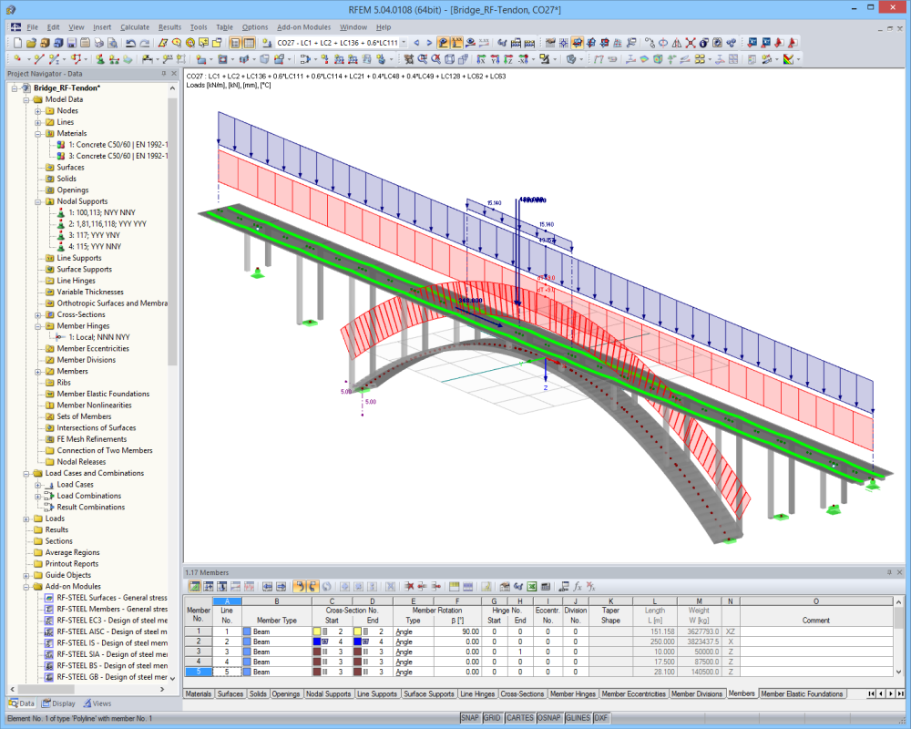 Arched Bridge | Designed with RFEM by Jana Vlachová, Student of Civil Engineering at the Technical University in Prague, Czech Republic