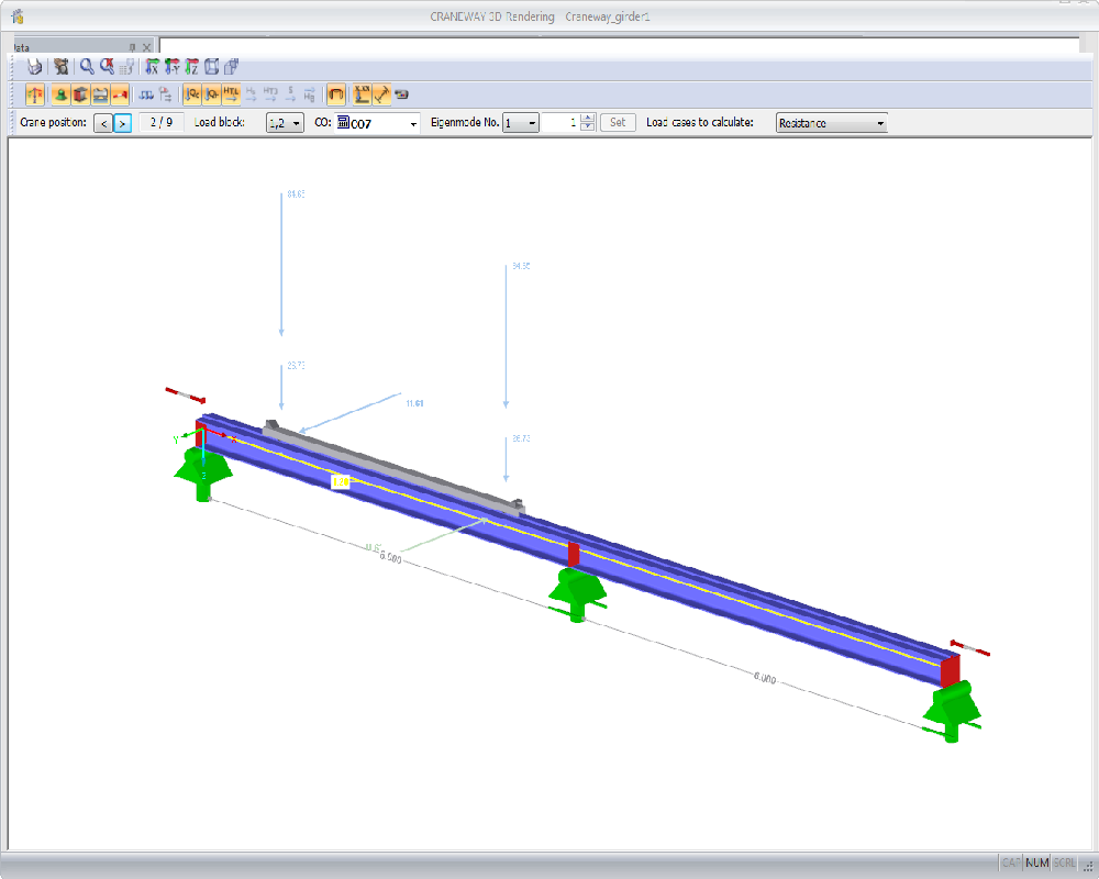 Suspension Crane in Dlubal CRANEWAY Structural Analysis Program 