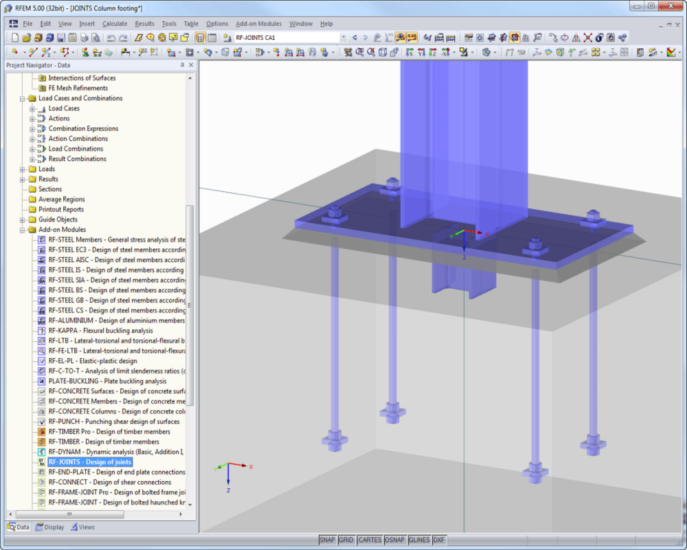 Visualized Base Point from RF-JOINTS Steel - Column Base in RFEM