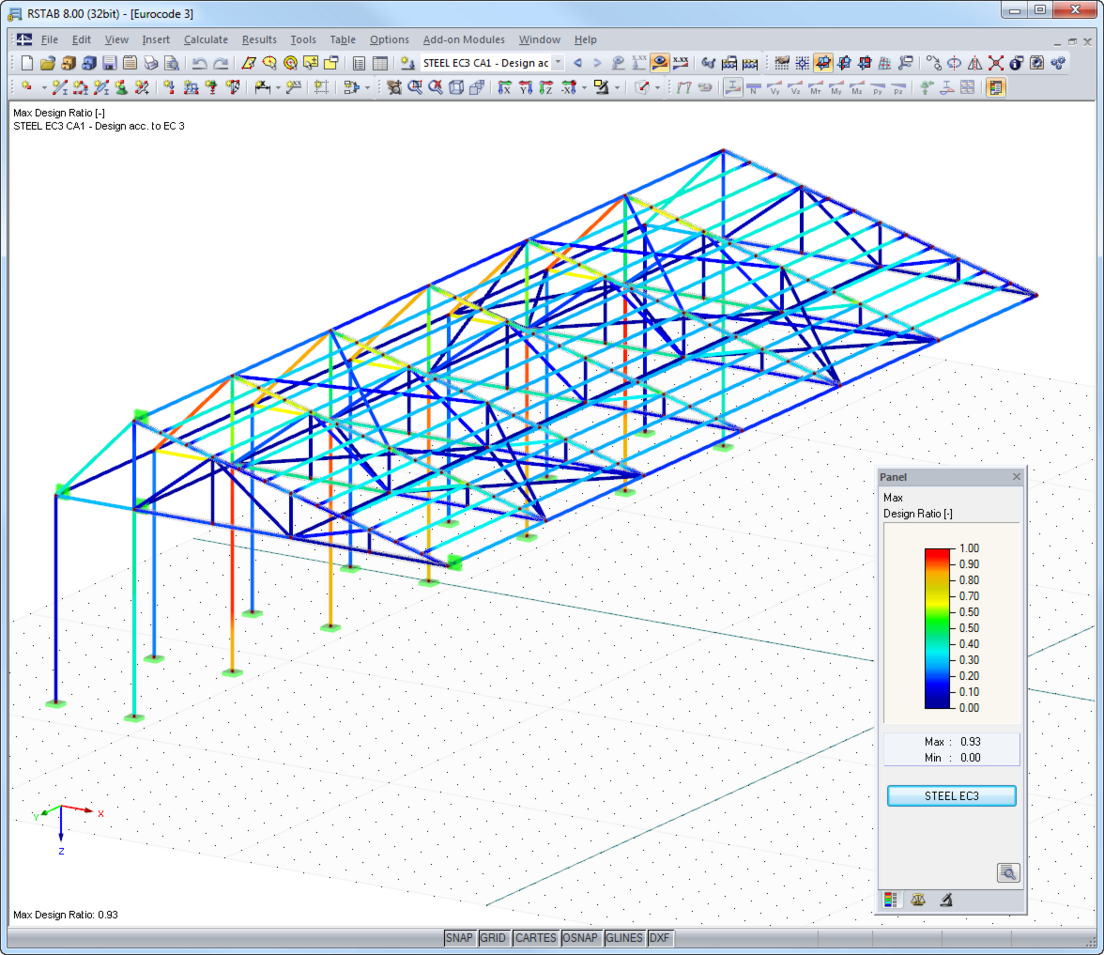 Graphical Display of Results from STEEL EC3 in RSTAB